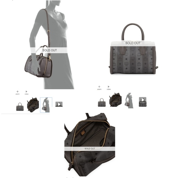 MCM Striped Visetos Medium Boston Bag, Gray - Picture 8 of 8